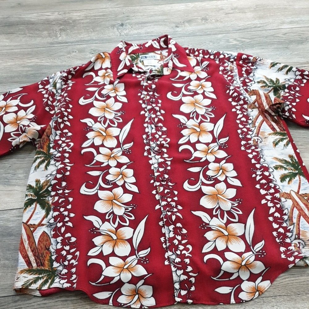 Untied Mens Large Short Sleeve Hawaiian Shirt Casual Vacation Pool Beach Party - Picture 2 of 9